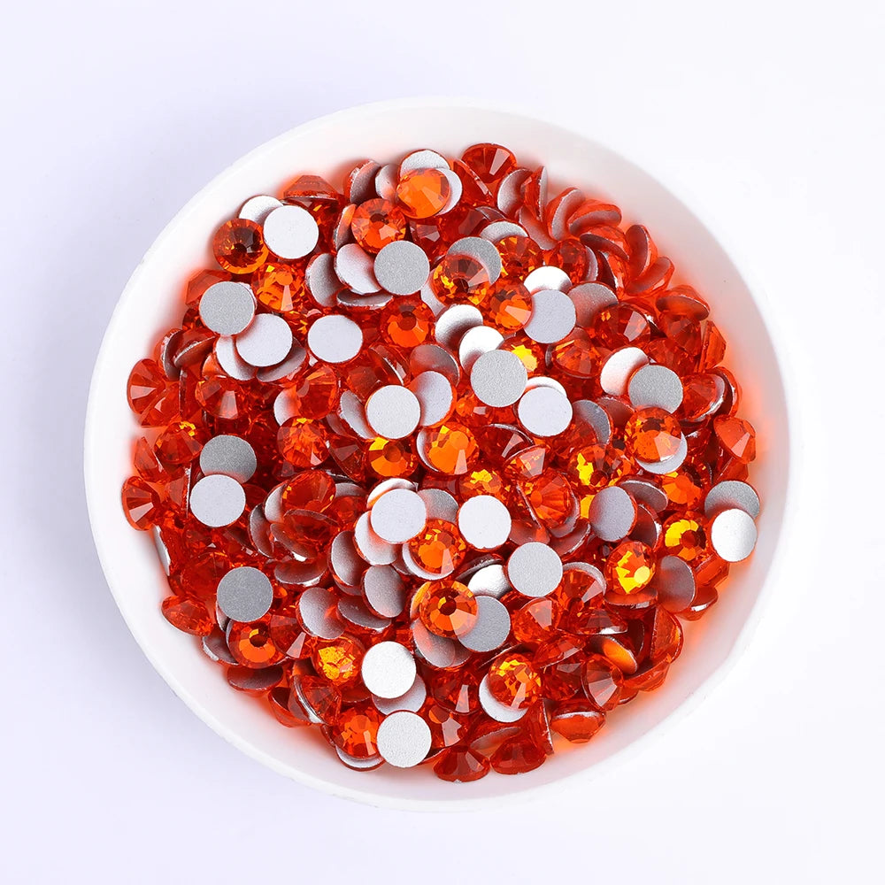 Red Series Glass Non Hotfix Rhinestones SS6-SS60 (Orange, Siam, Dark Siam) by Yiben