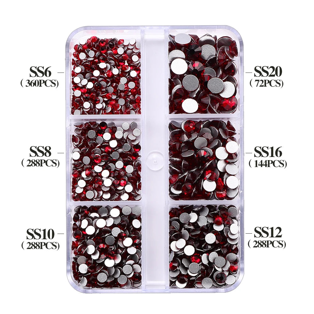 SS6-SS20 Mix Size Boxed Non-Hotfix Rhinestones by Yiben (33 Colors)